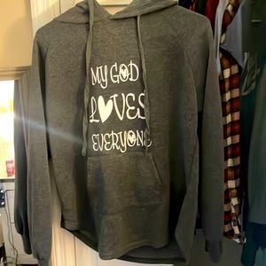 Grey “ My God loves everyone” hoodie